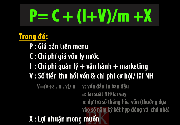 định giá bán lẻ cho quán trà sữa quán ăn